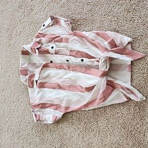 Womans size small blush pink and white striped tie in the front,button down